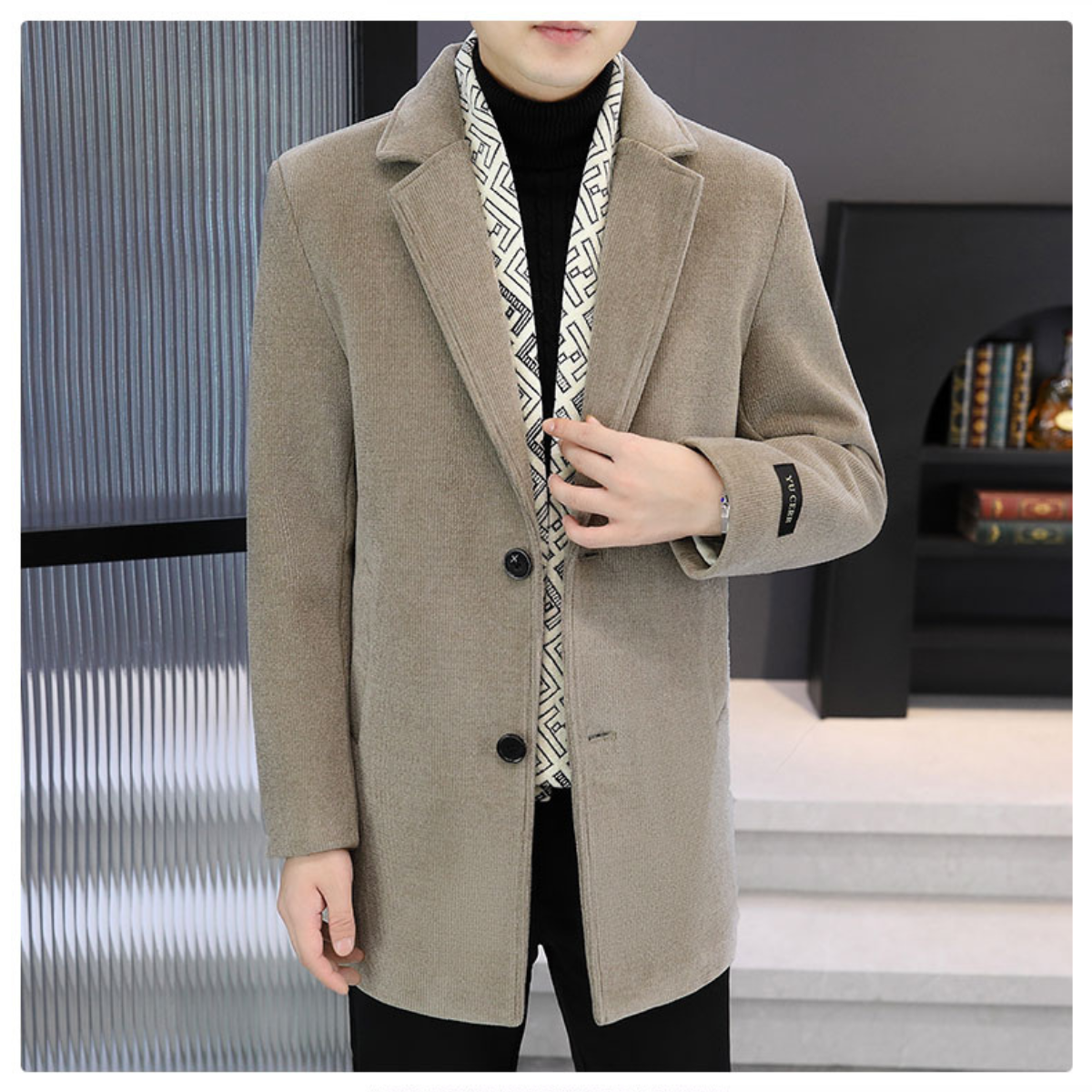 Privazz - Men's Tweed Winter Jacket with Lapel, Lined with White Duck Down