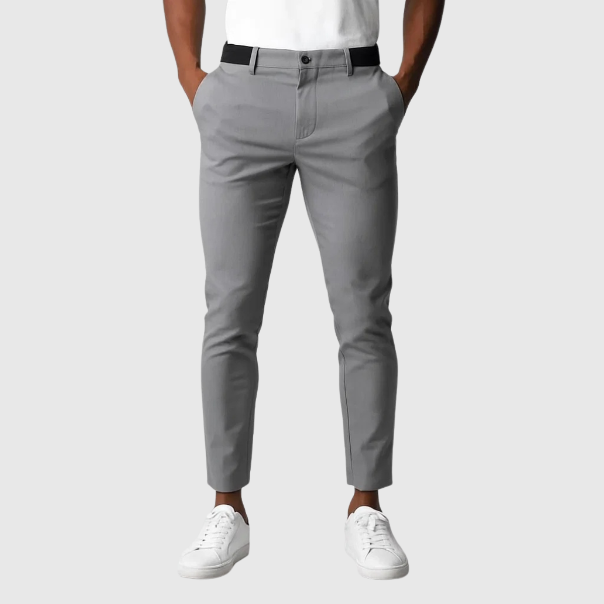 Privazz – Men’s Slim Fit Chino Trousers in Light Grey