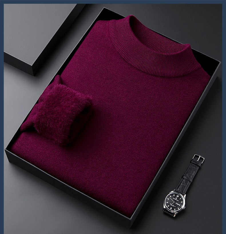 Privazz - Men's Solid Color Thick Cashmere Sweater - High Quality
