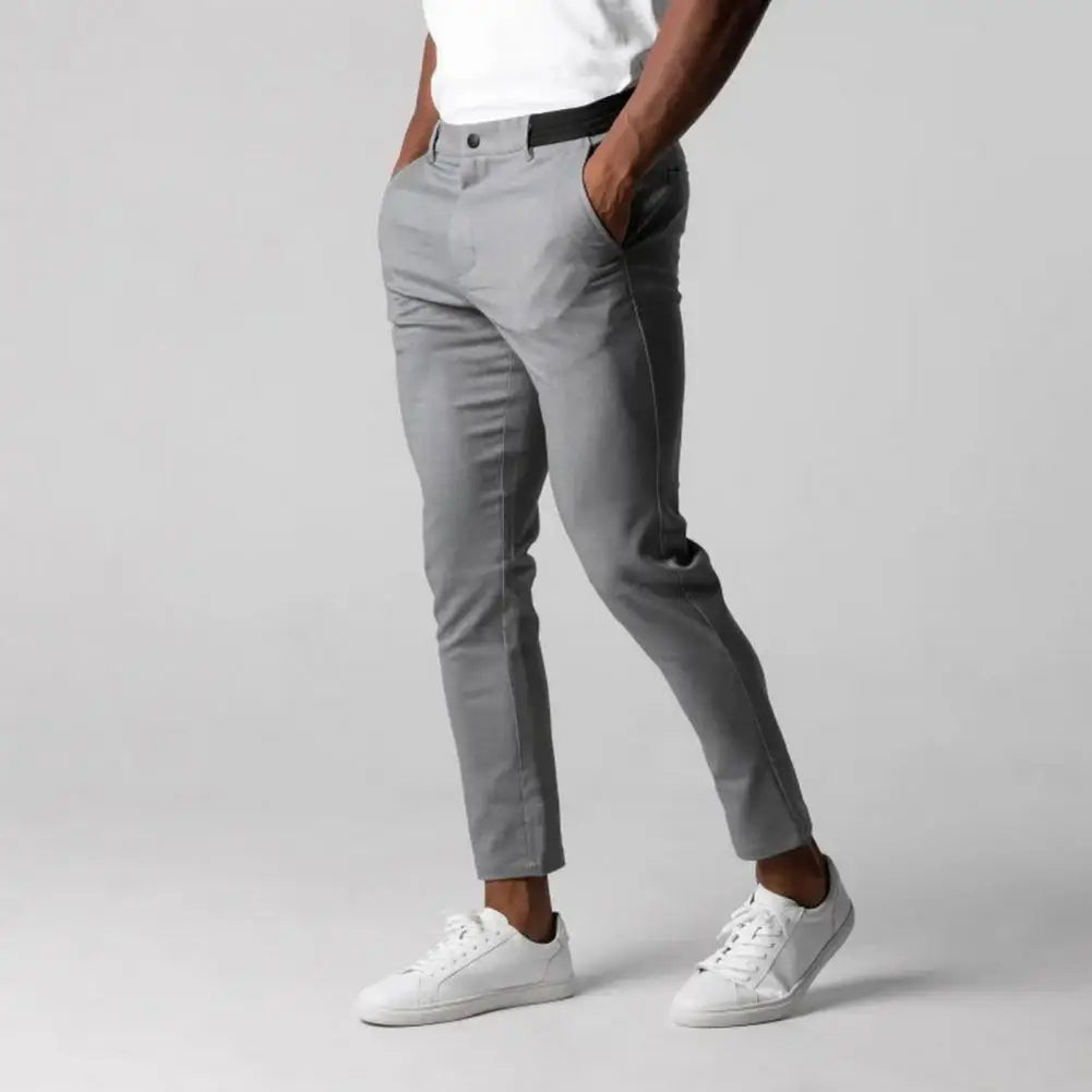 Privazz – Men’s Slim Fit Chino Trousers in Light Grey