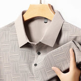 Privazz – Men’s Shirt with Geometric Print and Textured Fabric