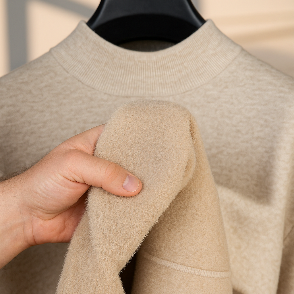 Privazz – Men’s Thick Cashmere Jumper in Solid Colour – High Quality