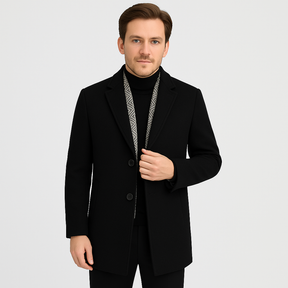 Privazz – Men’s Tweed Winter Coat with Lapels, Lined with White Duck Down