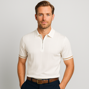 Privazz – Slim Fit Men's Polo with Zip – Minimalist Style and Comfort for Every Occasion
