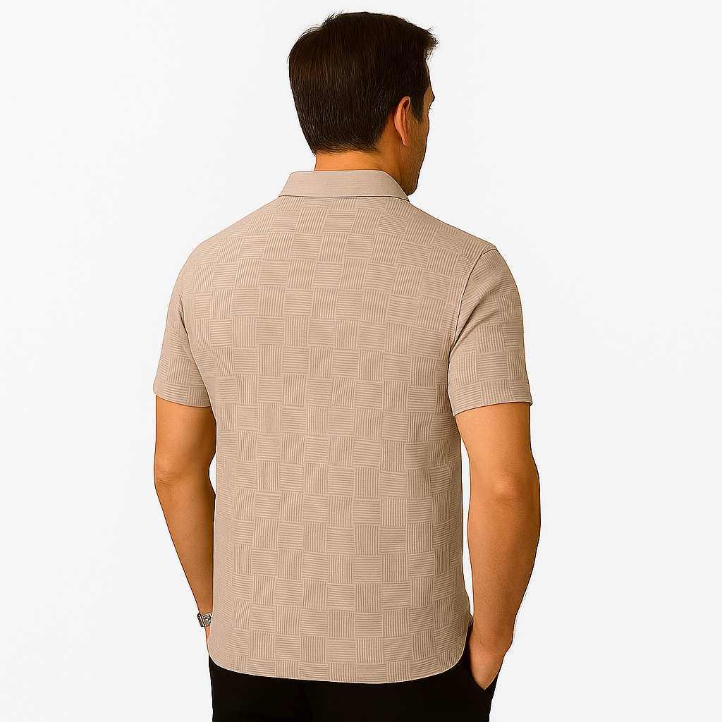 Privazz – Men’s Shirt with Geometric Print and Textured Fabric