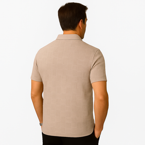 Privazz – Men’s Shirt with Geometric Print and Textured Fabric