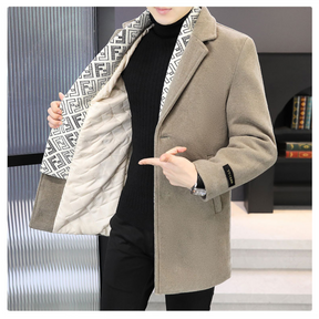 Privazz - Men's Tweed Winter Jacket with Lapel, Lined with White Duck Down