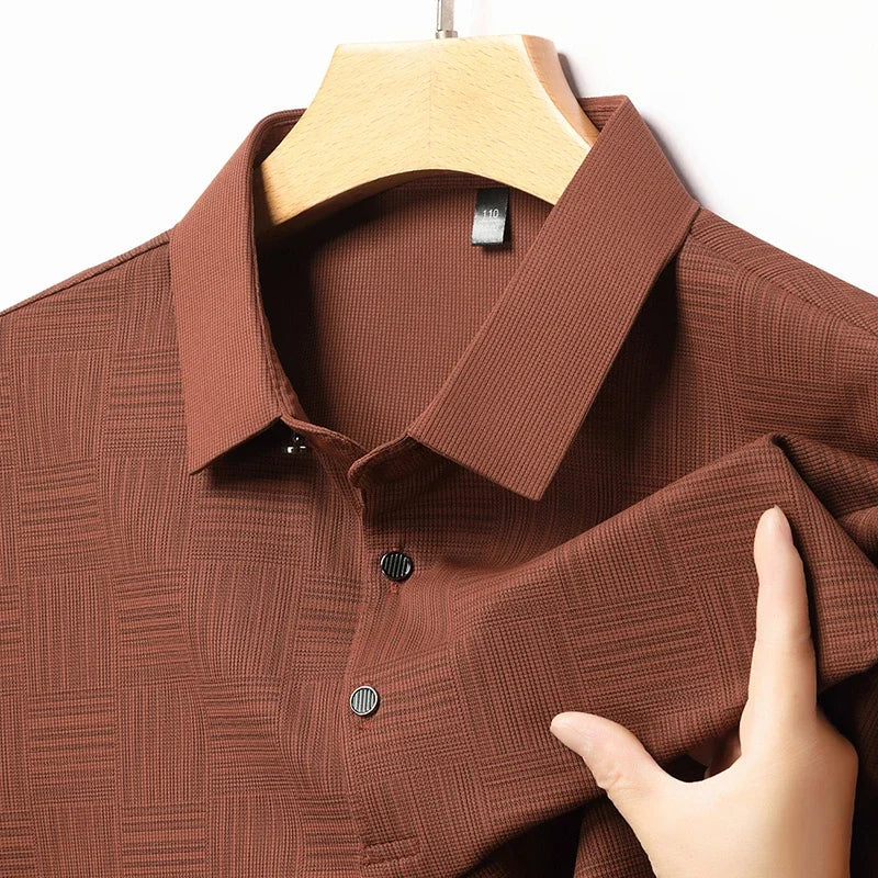 Privazz – Men’s Shirt with Geometric Print and Textured Fabric
