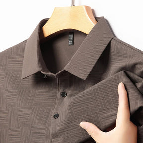 Privazz – Men’s Shirt with Geometric Print and Textured Fabric