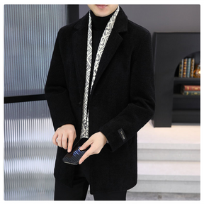 Privazz - Men's Tweed Winter Jacket with Lapel, Lined with White Duck Down