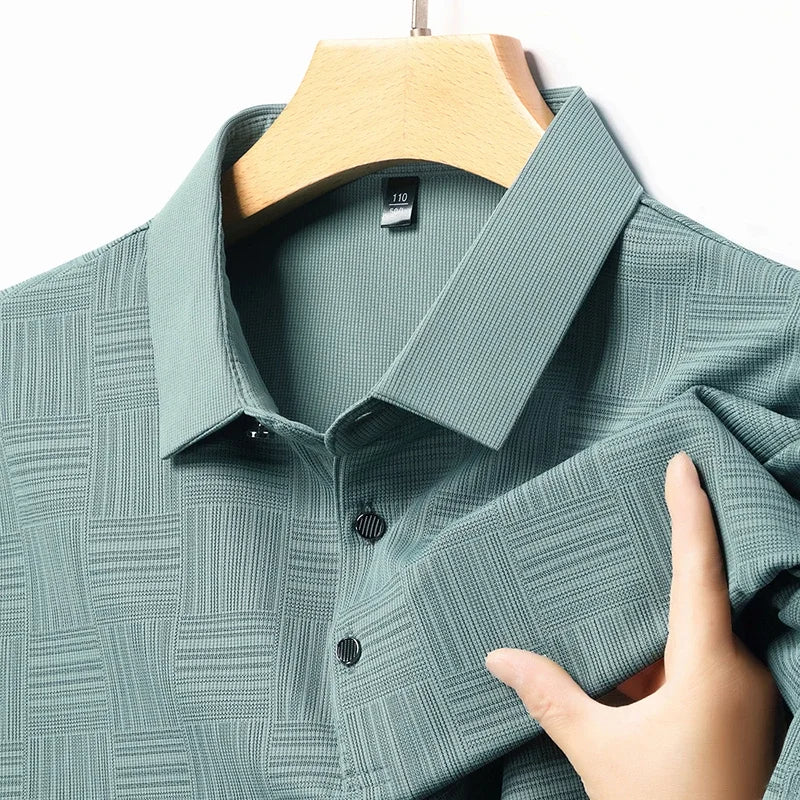 Privazz – Men’s Shirt with Geometric Print and Textured Fabric