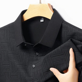 Privazz – Men’s Shirt with Geometric Print and Textured Fabric