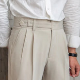 Privazz – Men’s Trousers with Pleat in Light Beige