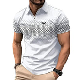 Privazz – Men’s Polo with Geometric Print and Zip – Stylish and Comfortable for Every Day