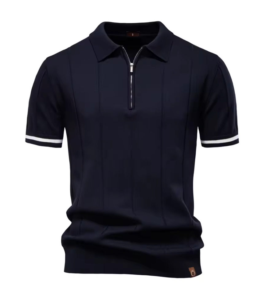 Privazz – Slim Fit Men's Polo with Zip – Minimalist Style and Comfort for Every Occasion
