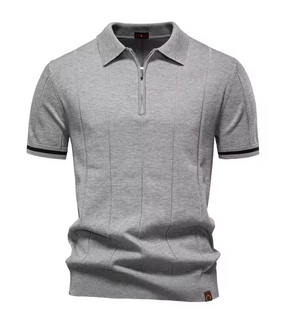 Privazz – Slim Fit Men's Polo with Zip – Minimalist Style and Comfort for Every Occasion