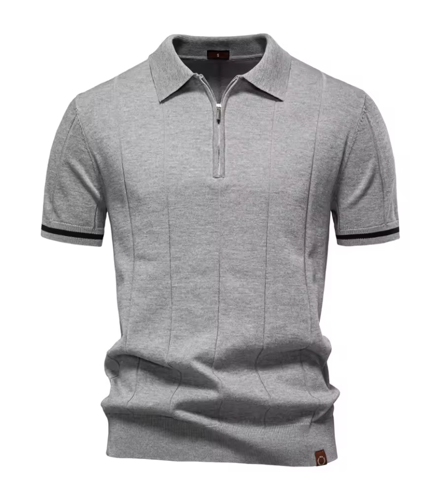 Privazz – Slim Fit Men's Polo with Zip – Minimalist Style and Comfort for Every Occasion