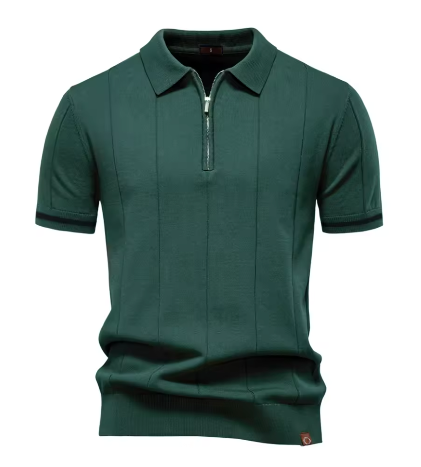 Privazz – Slim Fit Men's Polo with Zip – Minimalist Style and Comfort for Every Occasion