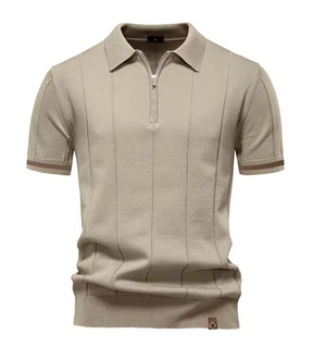 Privazz – Slim Fit Men's Polo with Zip – Minimalist Style and Comfort for Every Occasion