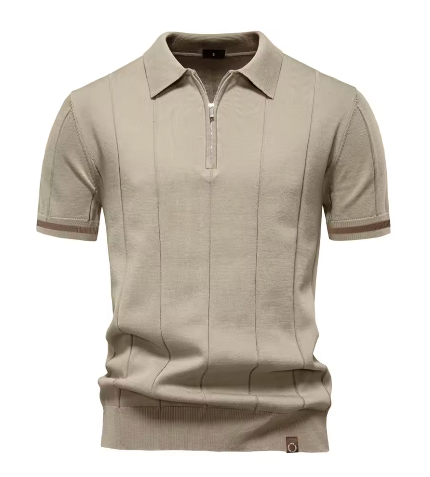 Privazz – Slim Fit Men's Polo with Zip – Minimalist Style and Comfort for Every Occasion