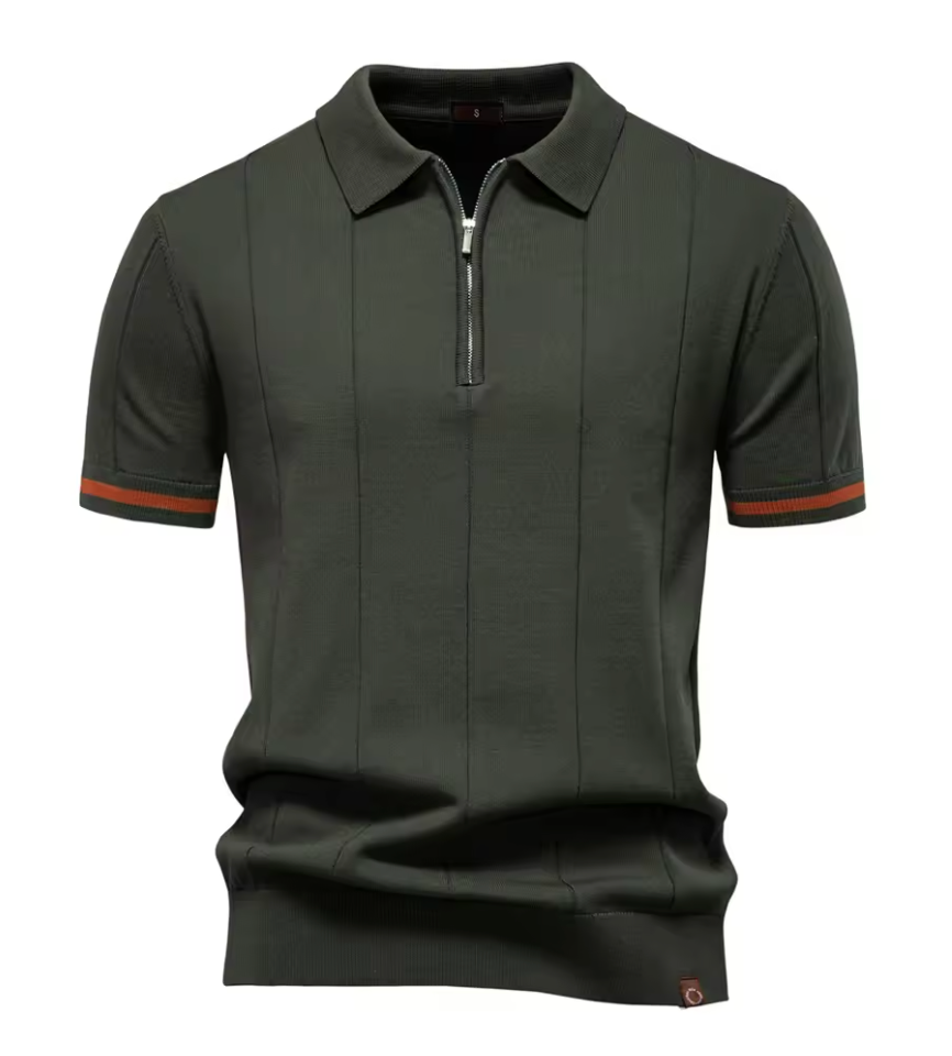 Privazz – Slim Fit Men's Polo with Zip – Minimalist Style and Comfort for Every Occasion