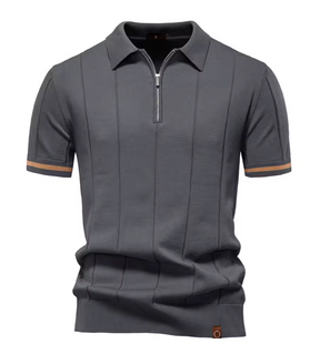 Privazz – Slim Fit Men's Polo with Zip – Minimalist Style and Comfort for Every Occasion