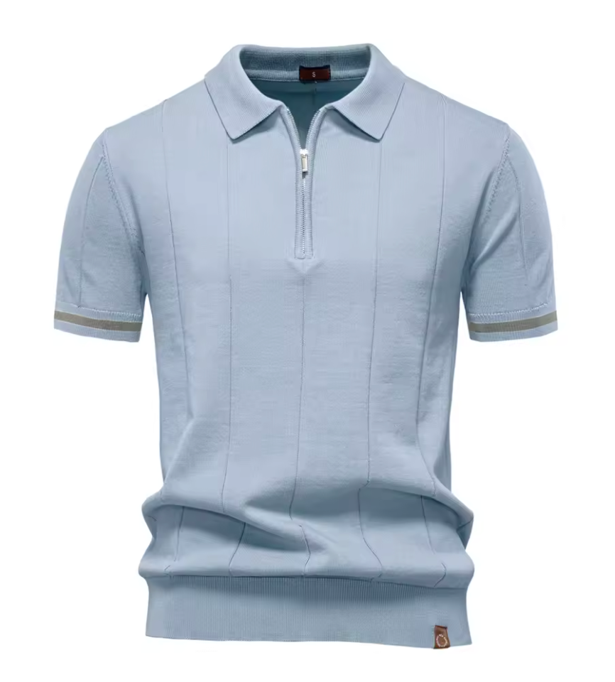 Privazz – Slim Fit Men's Polo with Zip – Minimalist Style and Comfort for Every Occasion