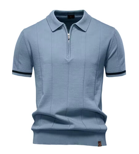 Privazz – Slim Fit Men's Polo with Zip – Minimalist Style and Comfort for Every Occasion