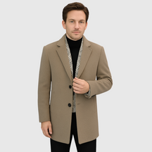 Privazz – Men’s Tweed Winter Coat with Lapels, Lined with White Duck Down