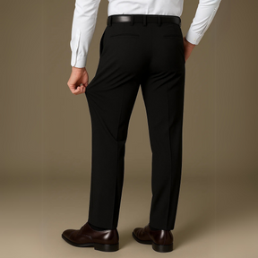 Privazz – Men’s Black Dress Trousers with Stretch Fabric and Adjustable Waist