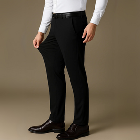 Privazz – Men’s Black Dress Trousers with Stretch Fabric and Adjustable Waist