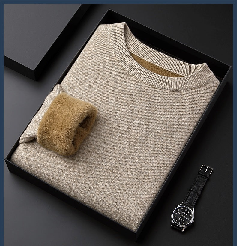 Privazz - Men's Solid Color Thick Cashmere Sweater - High Quality