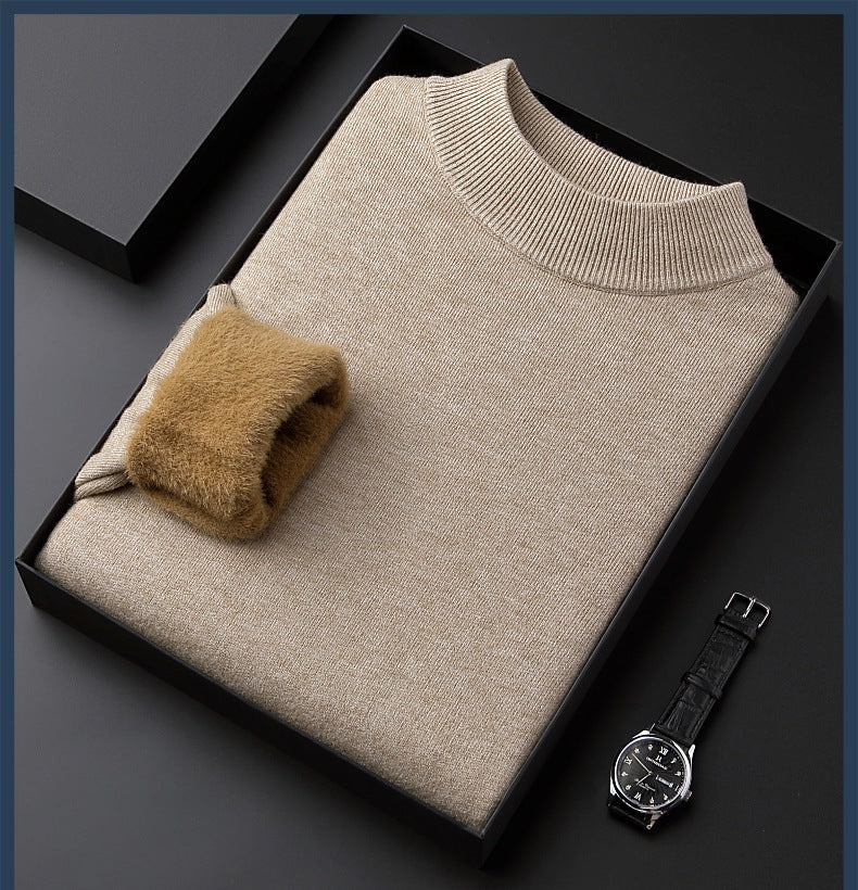 Privazz - Men's Solid Color Thick Cashmere Sweater - High Quality