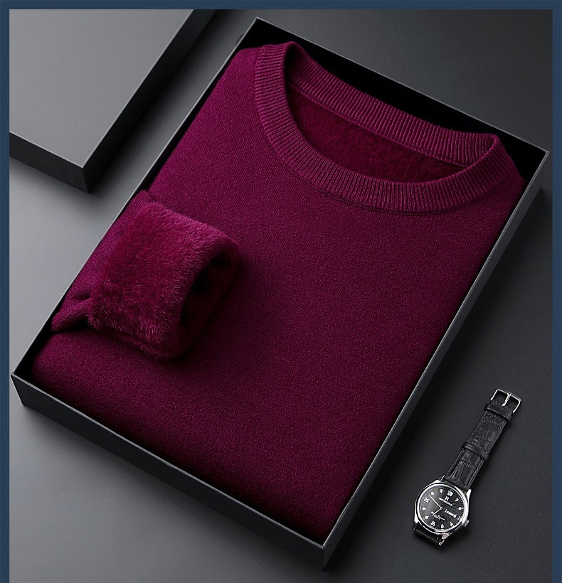 Privazz - Men's Solid Color Thick Cashmere Sweater - High Quality