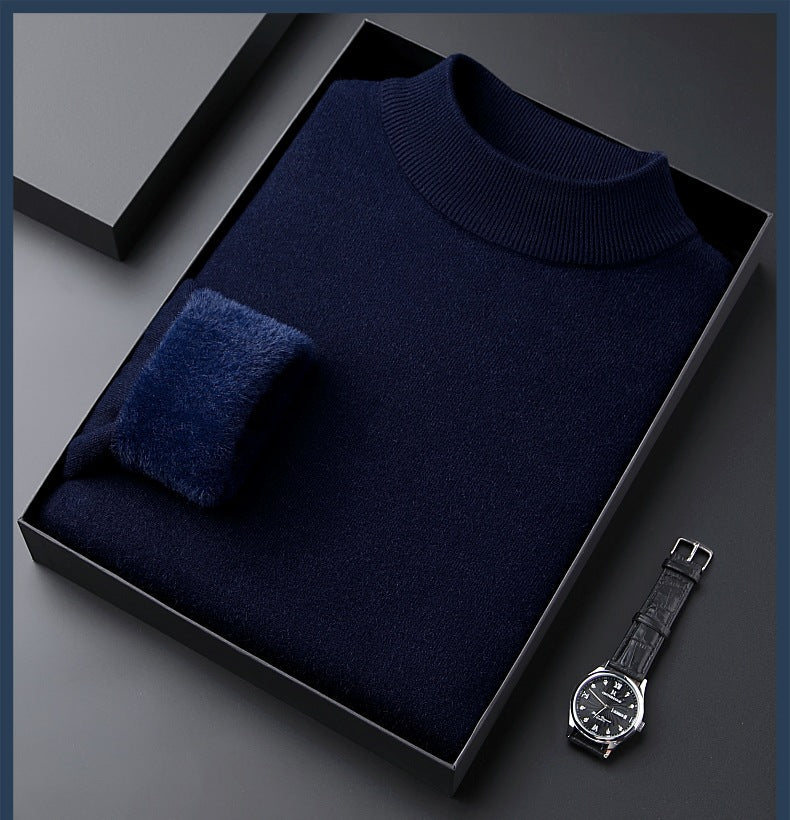 Privazz – Men’s Thick Cashmere Jumper in Solid Colour – High Quality