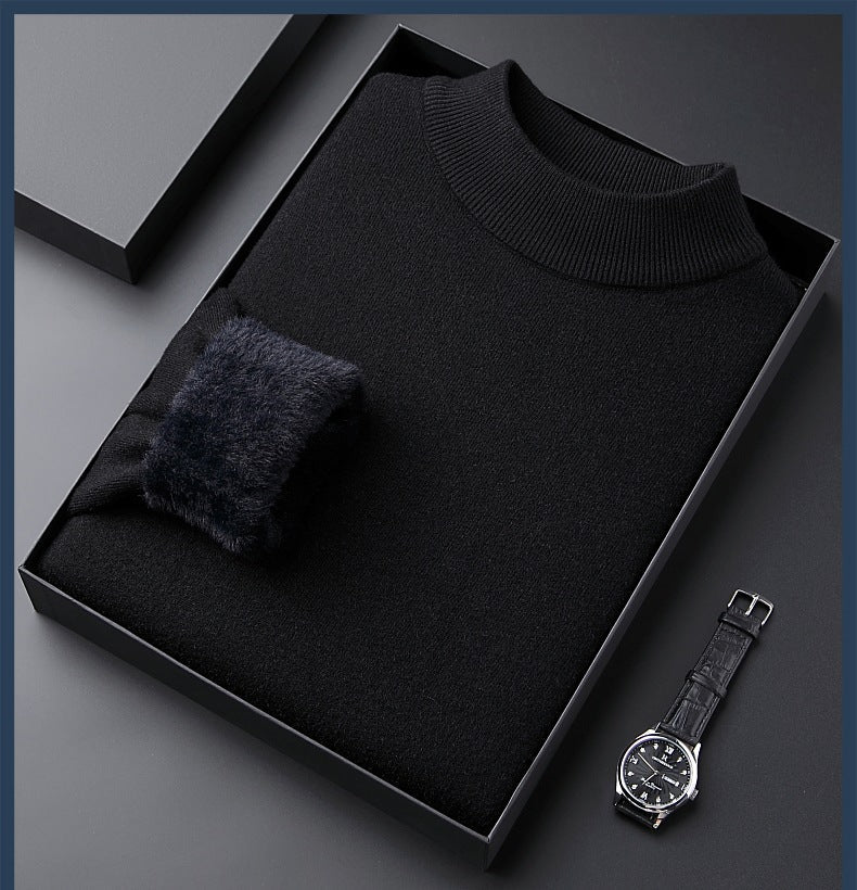 Privazz - Men's Solid Color Thick Cashmere Sweater - High Quality