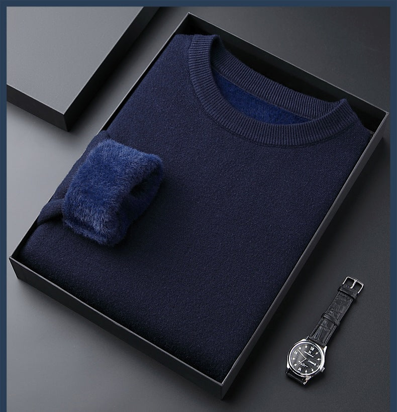 Privazz - Men's Solid Color Thick Cashmere Sweater - High Quality