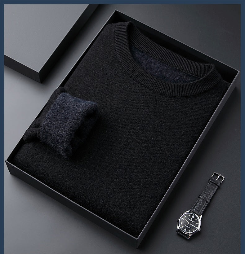 Privazz - Men's Solid Color Thick Cashmere Sweater - High Quality