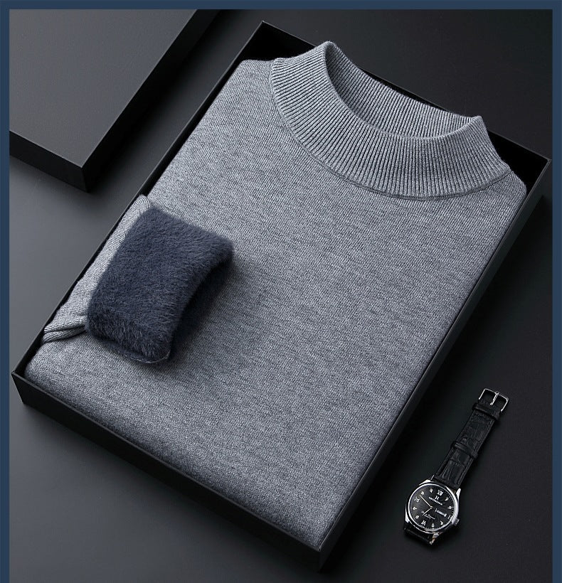 Privazz - Men's Solid Color Thick Cashmere Sweater - High Quality