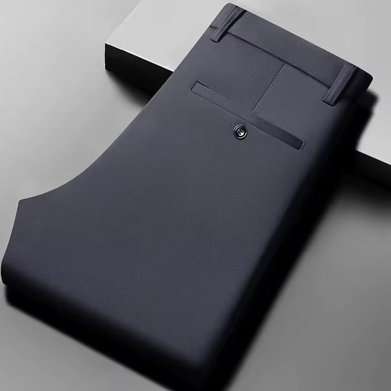 Privazz – Men’s Black Dress Trousers with Stretch Fabric and Adjustable Waist