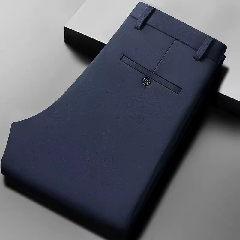 Privazz – Men’s Black Dress Trousers with Stretch Fabric and Adjustable Waist