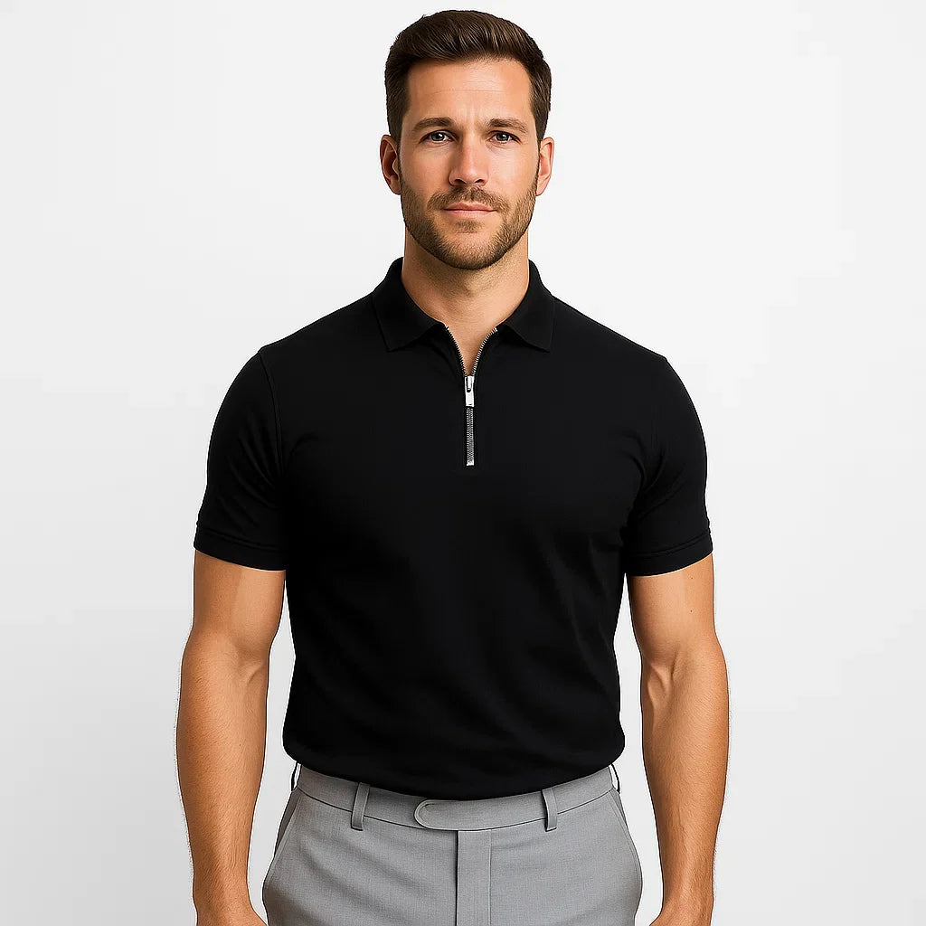 Privazz – Men's Polo with Zip – Modern Style & Light Comfort