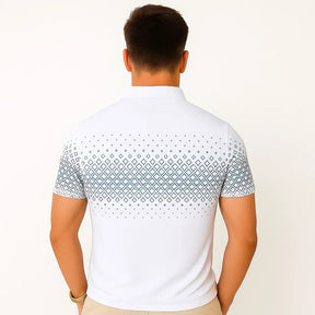 Privazz – Men’s Polo with Geometric Print and Zip – Stylish and Comfortable for Every Day