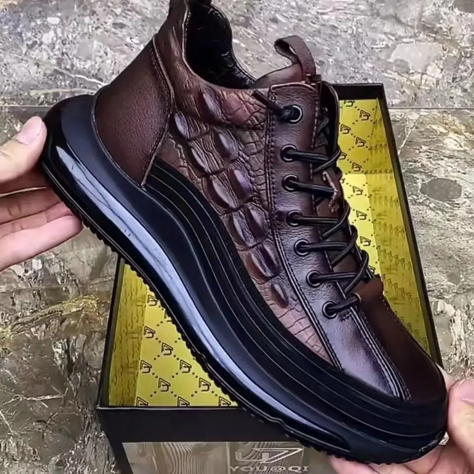 Privazz - Italian Crocodile Print Air Cushion Casual Shoes for Men