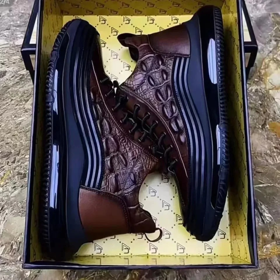 Privazz - Italian Crocodile Print Air Cushion Casual Shoes for Men